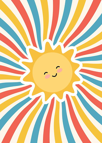 Cute Sun with Retro Rays