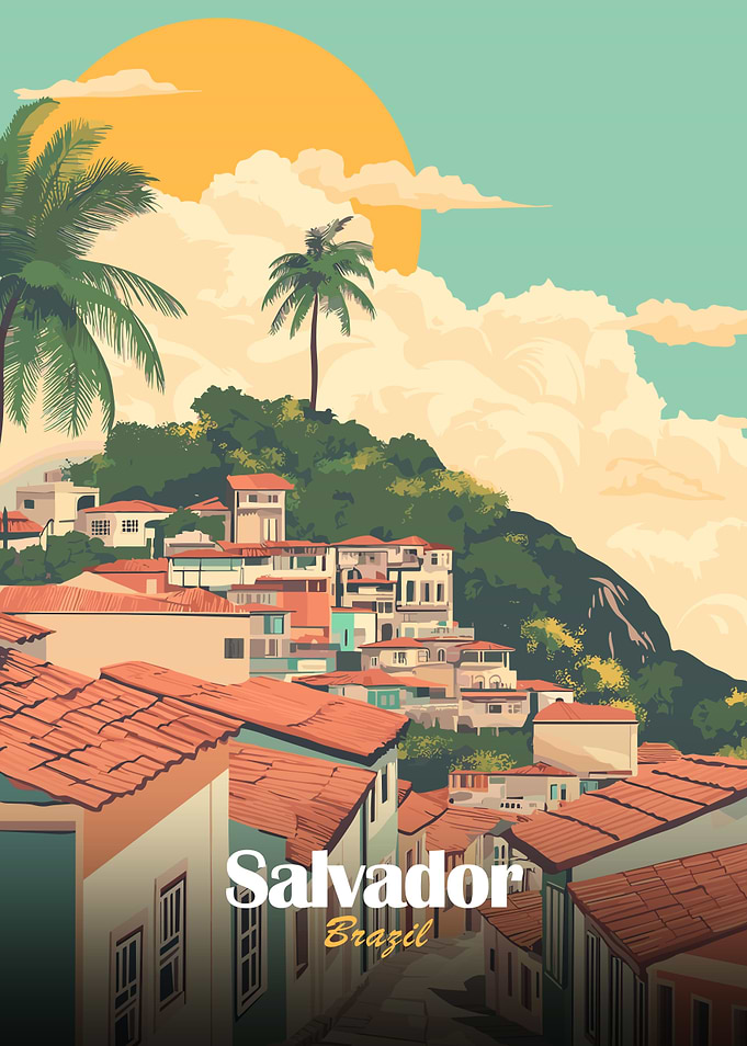 Salvador, Brazil Cityscape Illustration