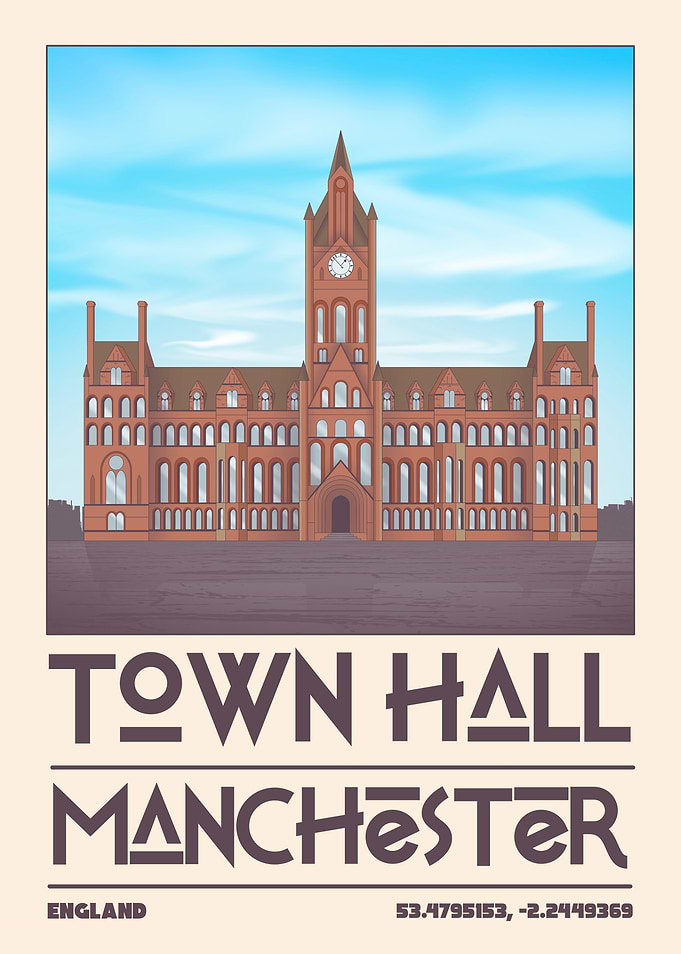 Manchester Town Hall Travel Poster
