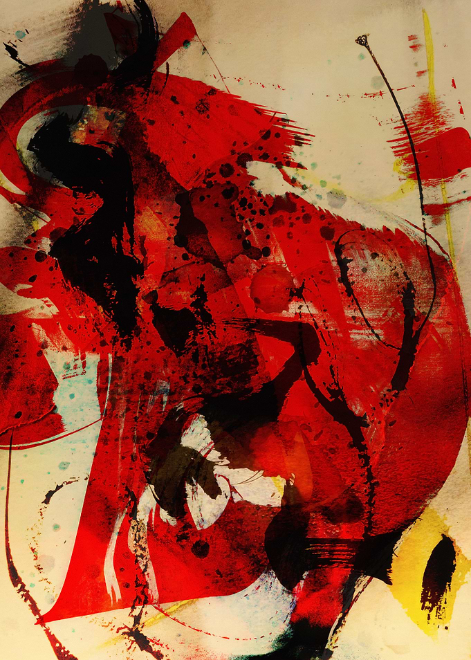 Abstract Red and Black Brushstrokes