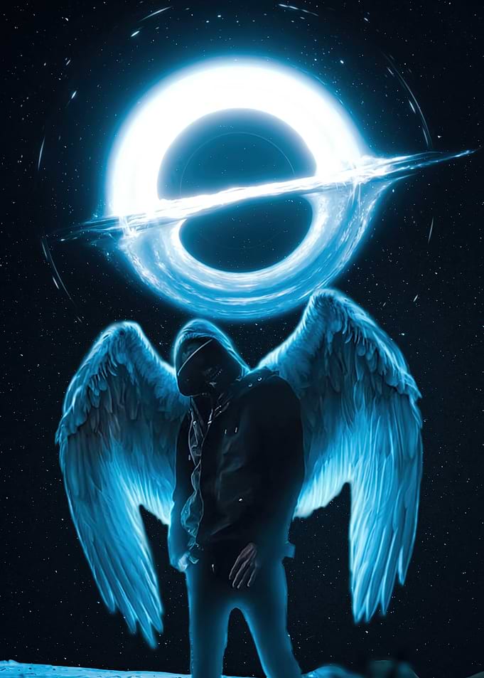 Winged Figure with Black Hole