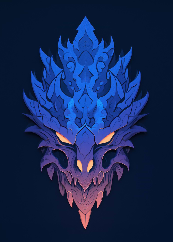 Stylized Blue Dragon Head