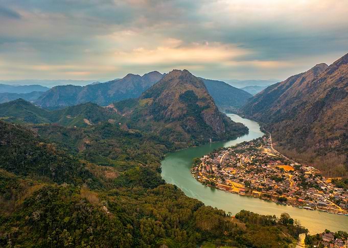 Aerial view of a river valley