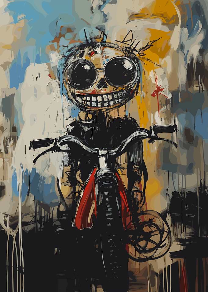 Skull Rider with Red Bike