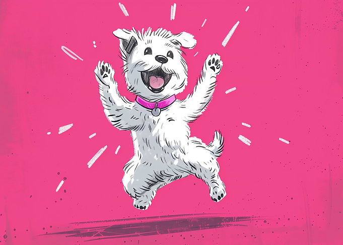 Happy White Dog Illustration