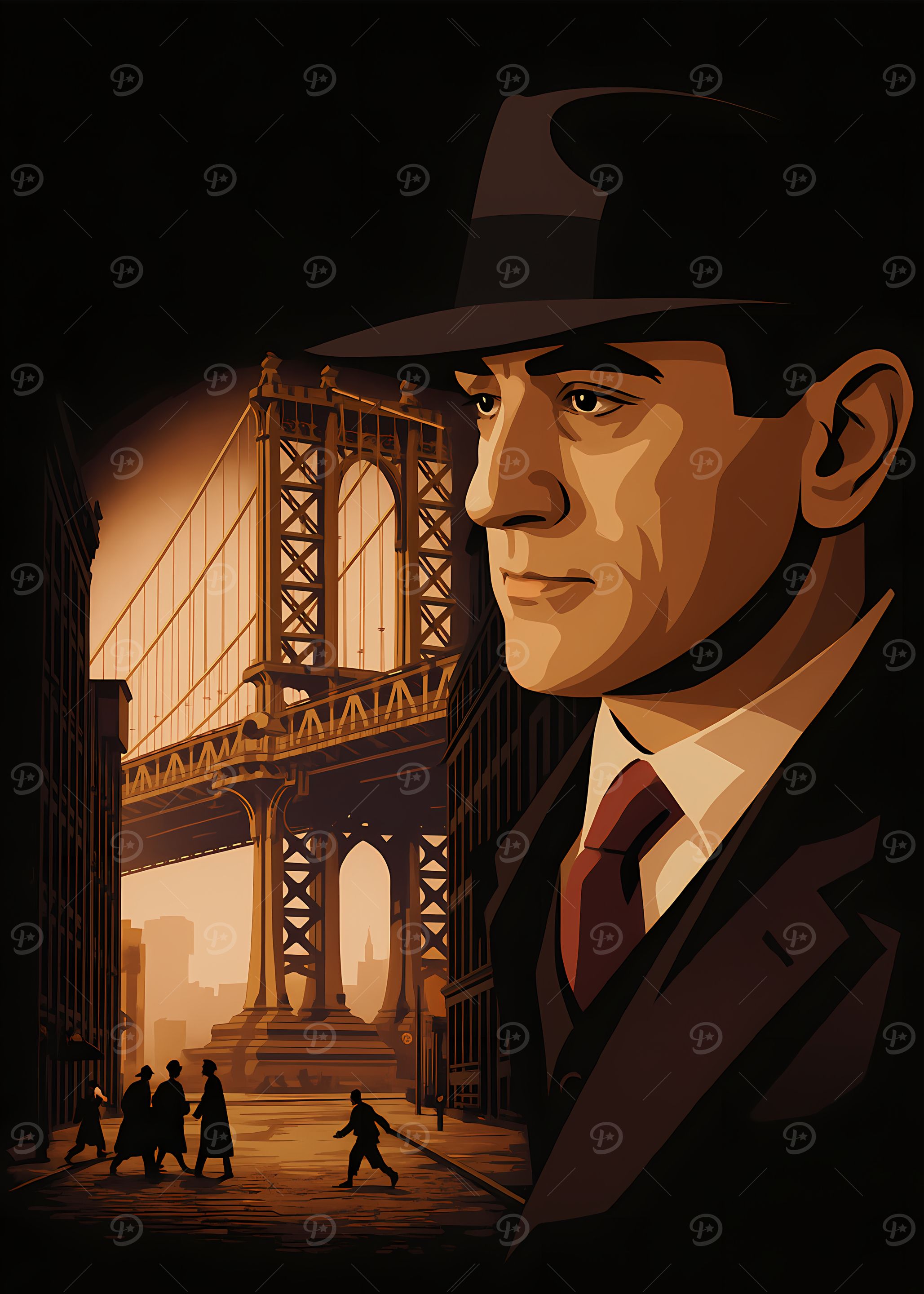 Retro Gangster with Bridge Backdrop