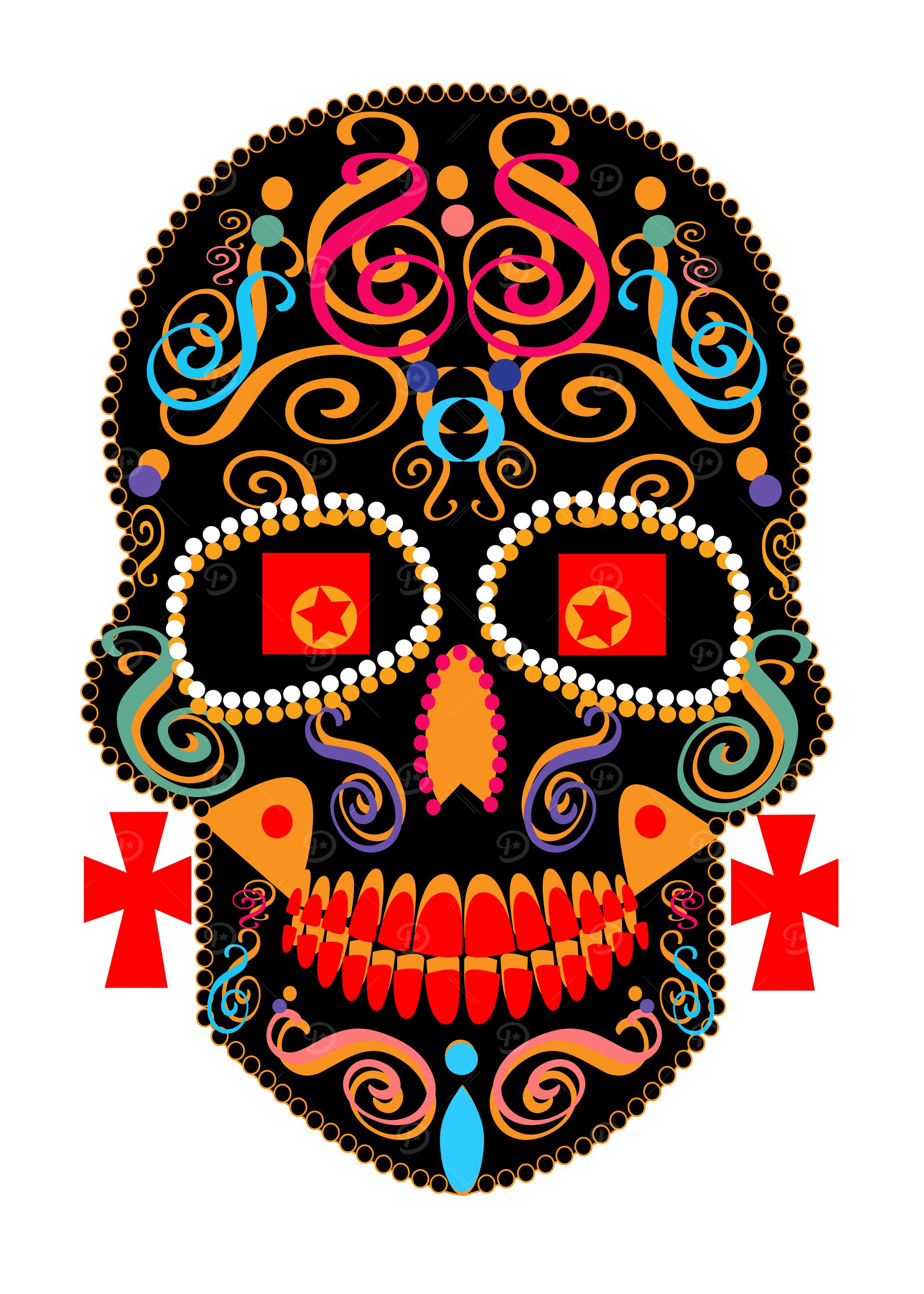 Colorful Sugar Skull Illustration