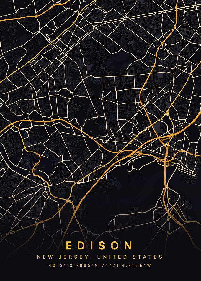 Edison, New Jersey USA Map