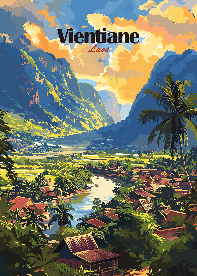 Vientiane, Laos Travel Poster