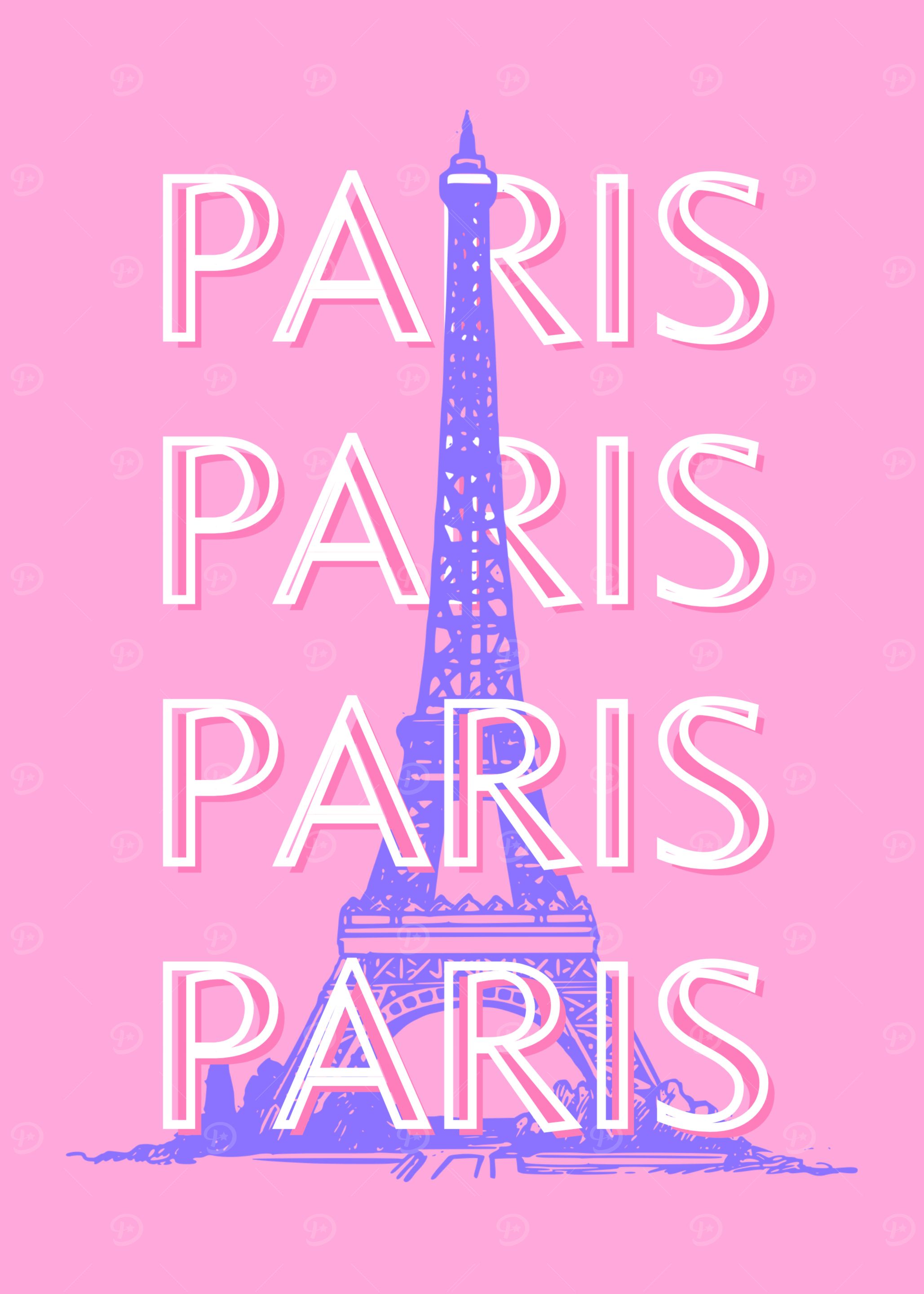 Pink Paris Eiffel Tower Illustration