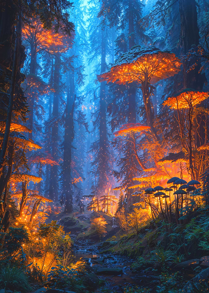 Enchanted Forest with Glowing Trees