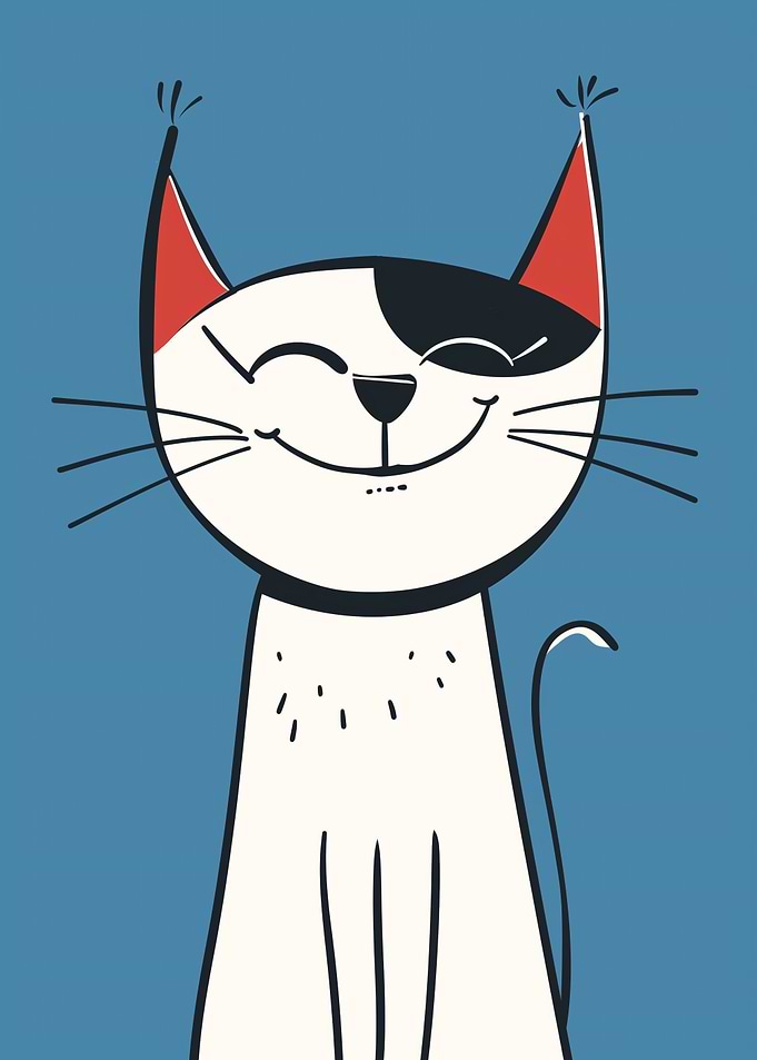Smiling Cartoon Cat Illustration
