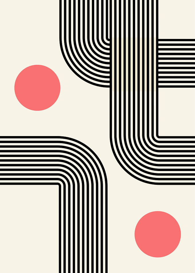 Abstract Geometric Art with Circles Japandi