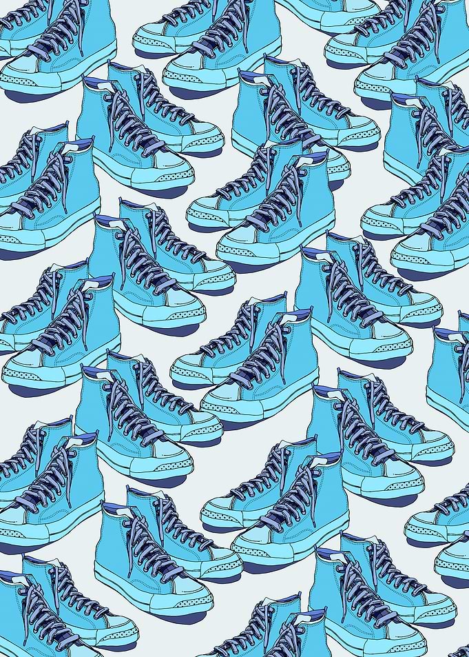 Blue High-Top Sneakers Pattern