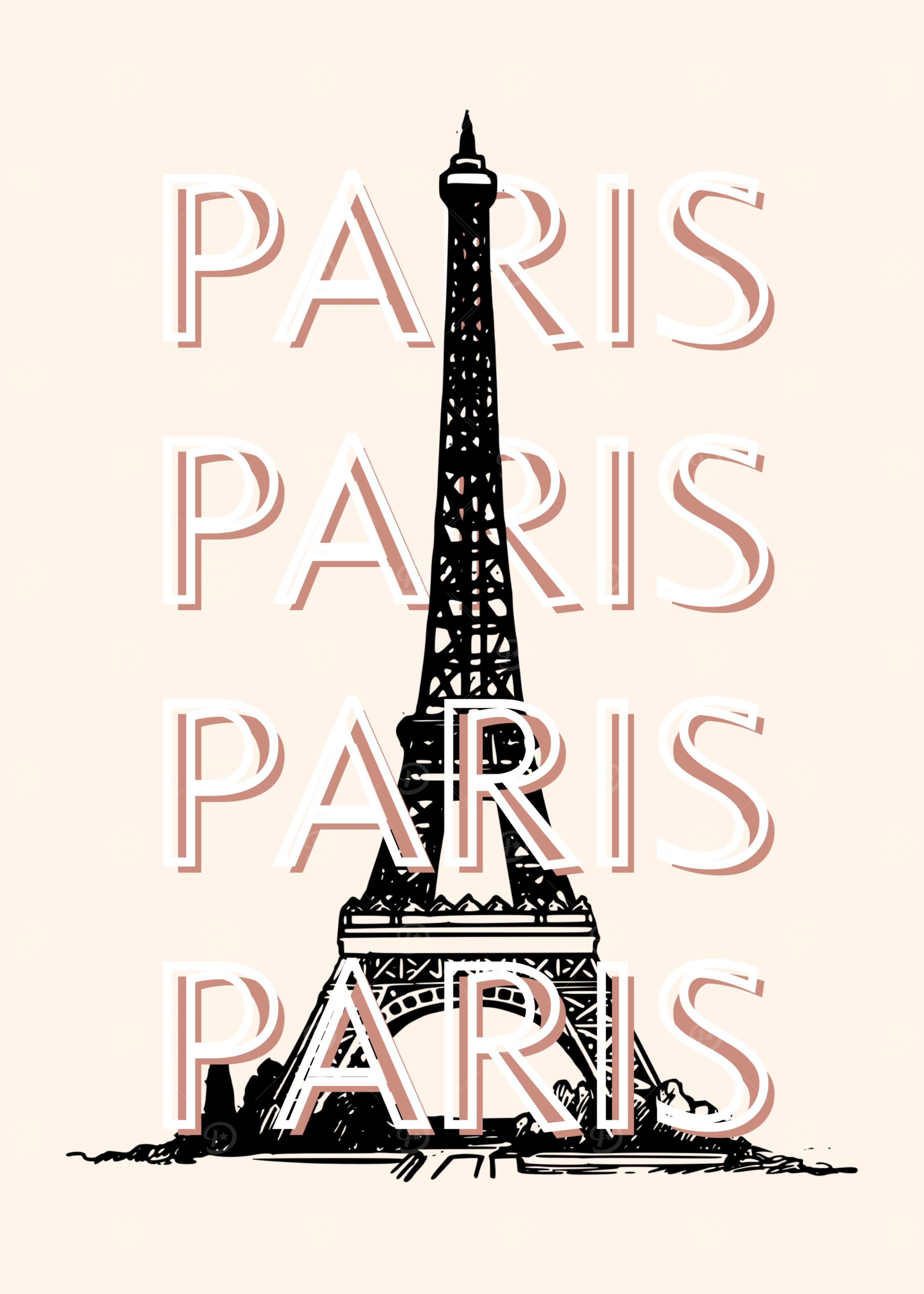Eiffel Tower Paris Text Art