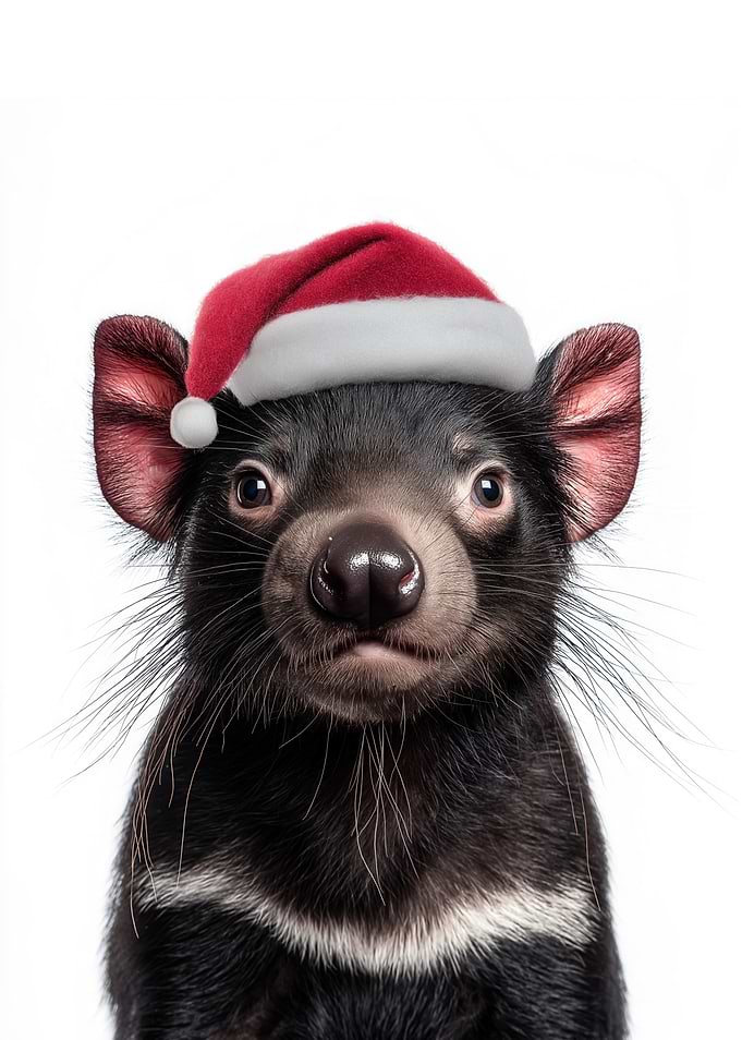 Tasmanian Devil Christmas Portrait