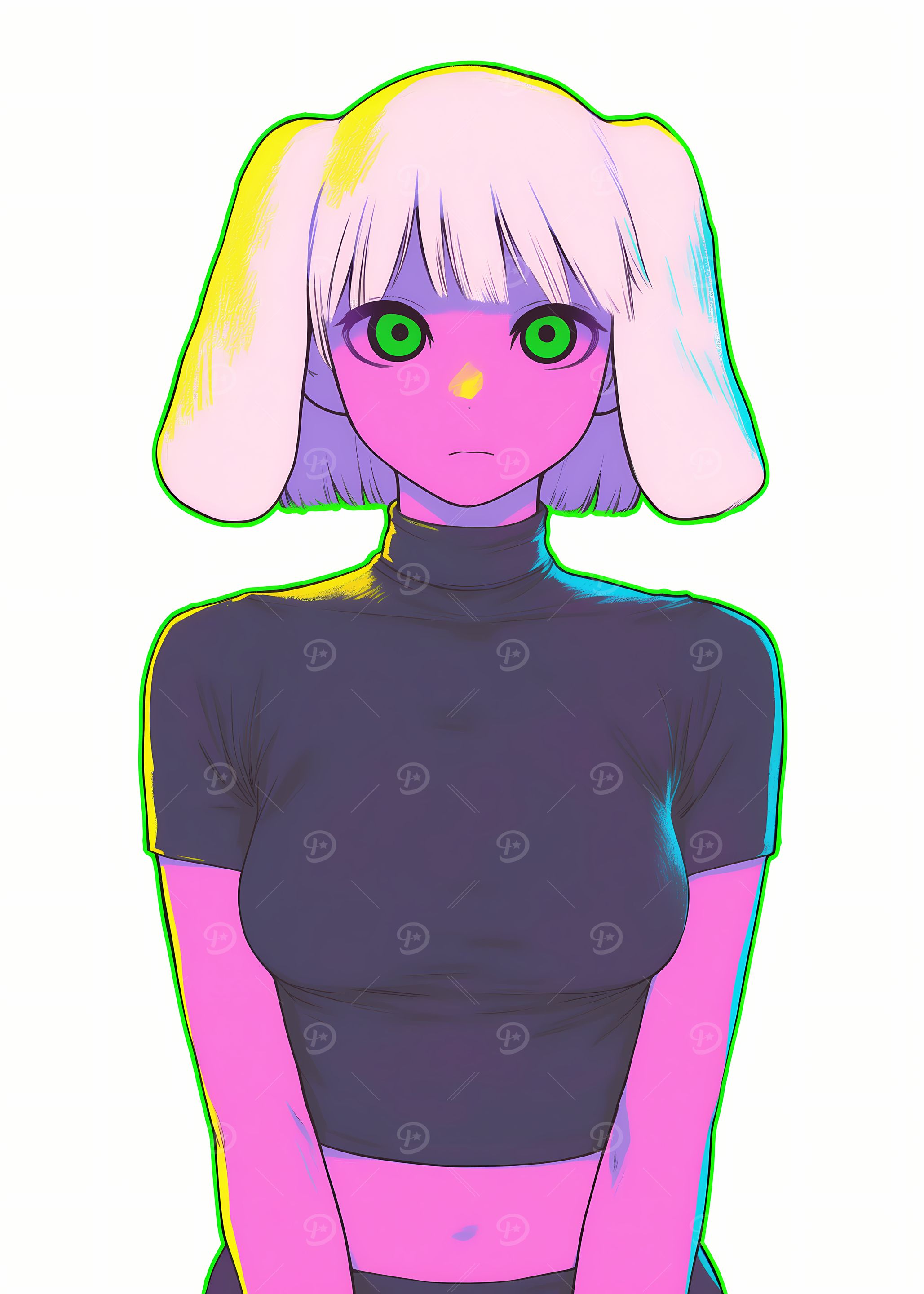 Anime Girl with Green Eyes