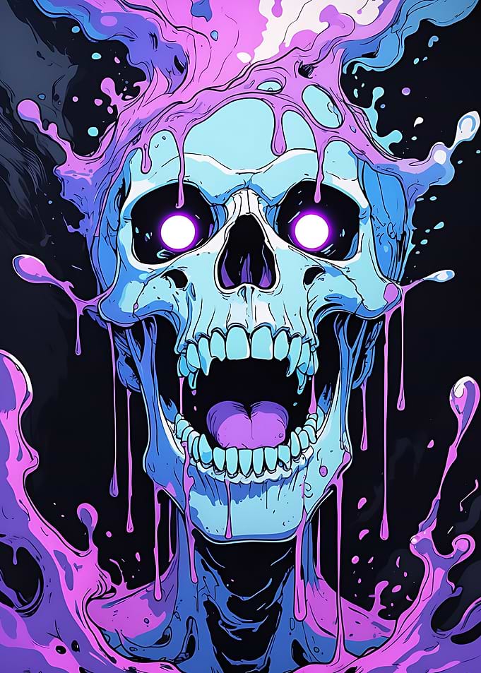 Skull with Dripping Paint