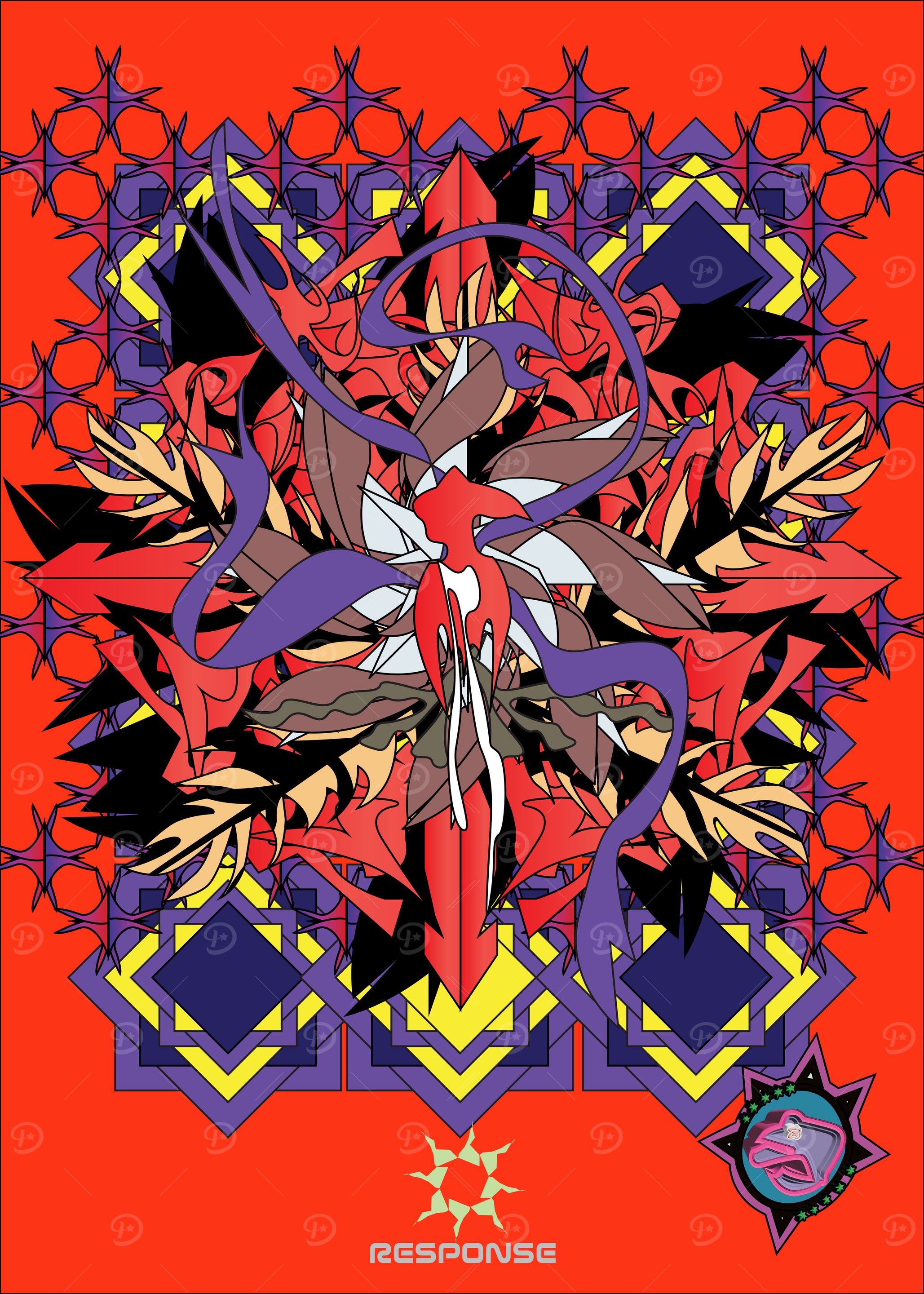 Abstract Geometric Floral Design