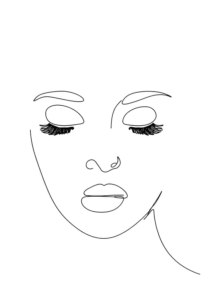 Minimalist Line Art Woman's Face