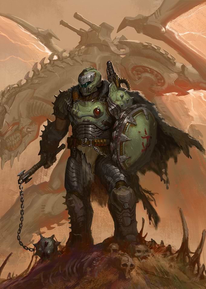 DOOM: The Dark Ages - Slayer and Serrat the Dragon