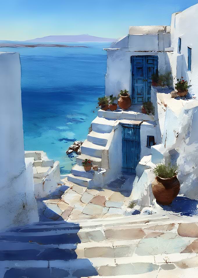 Greek Island Architecture and Seascape