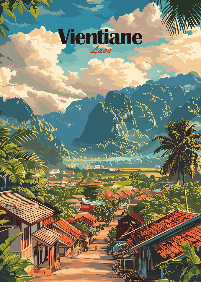 Vientiane, Laos Travel Poster