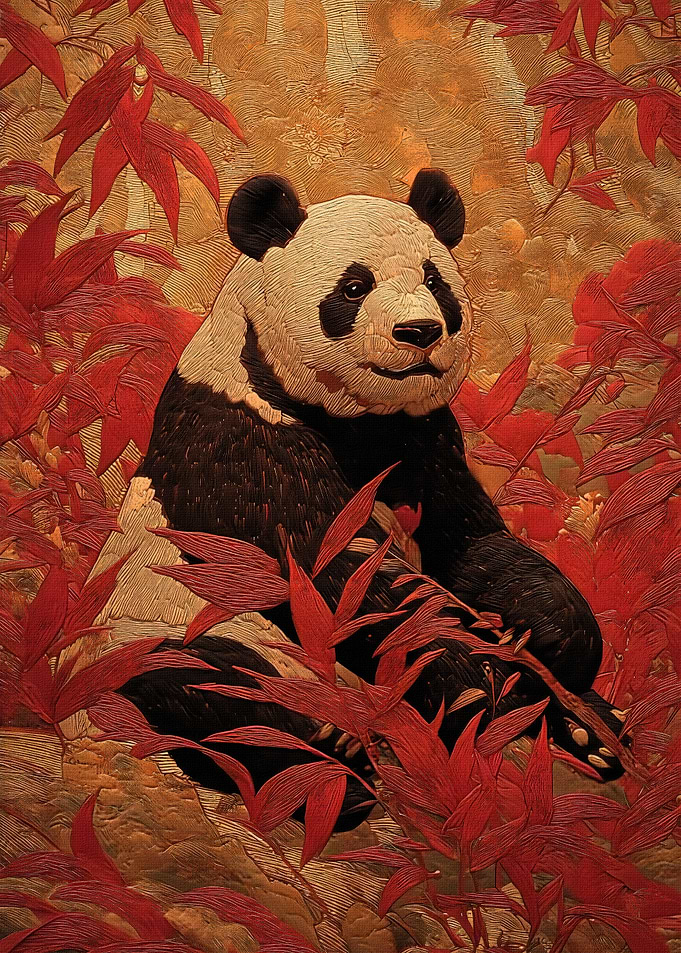 Panda in Red Bamboo