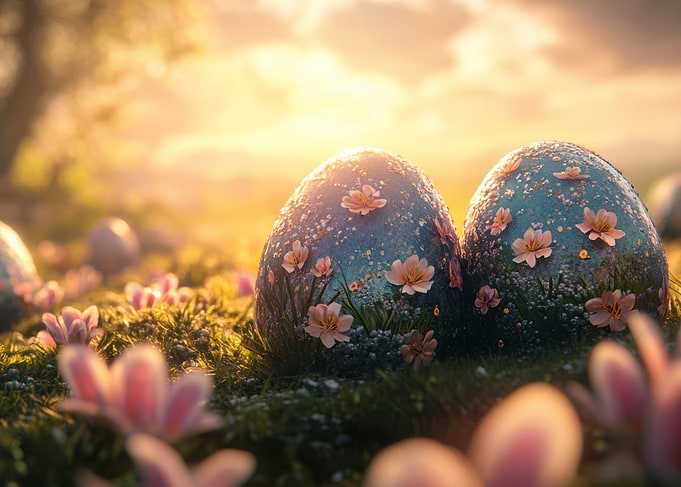 Floral Easter Eggs in Golden Light