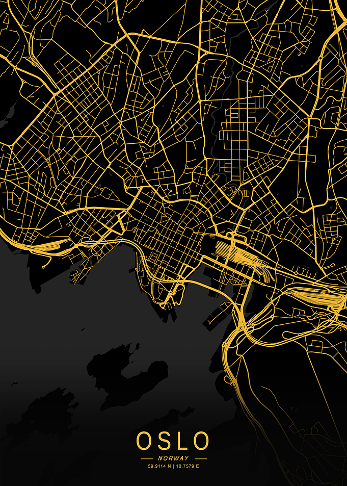 Golden Oslo City Map