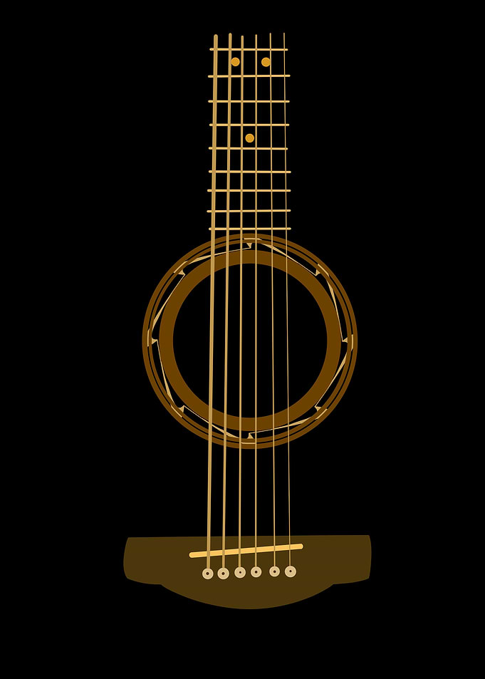 Acoustic Guitar Illustration on Black Background