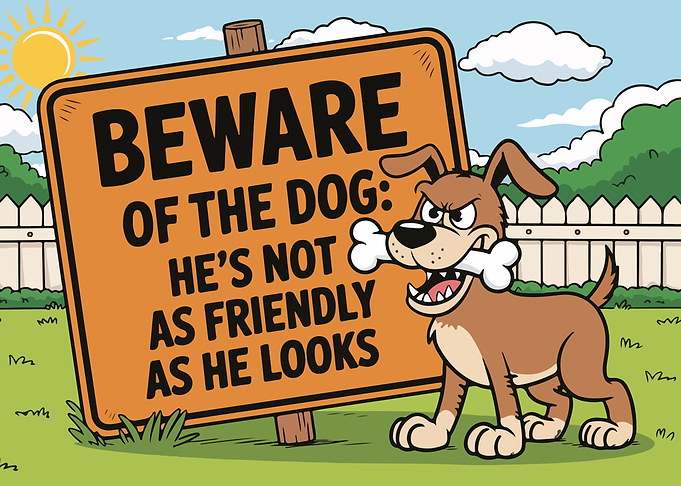 Beware of the Dog Cartoon Sign