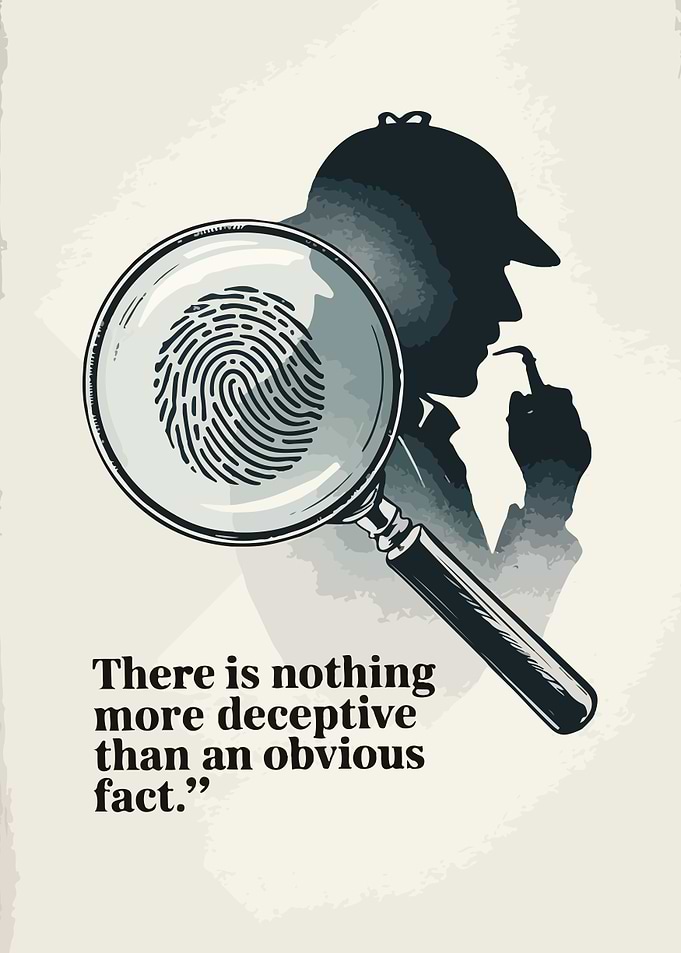 Detective with Magnifying Glass and Fingerprint