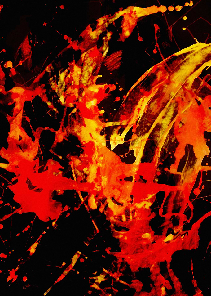 Abstract Red and Yellow Splatter Art