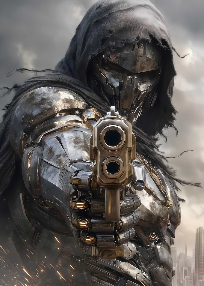 Cyberpunk Warrior with Gun