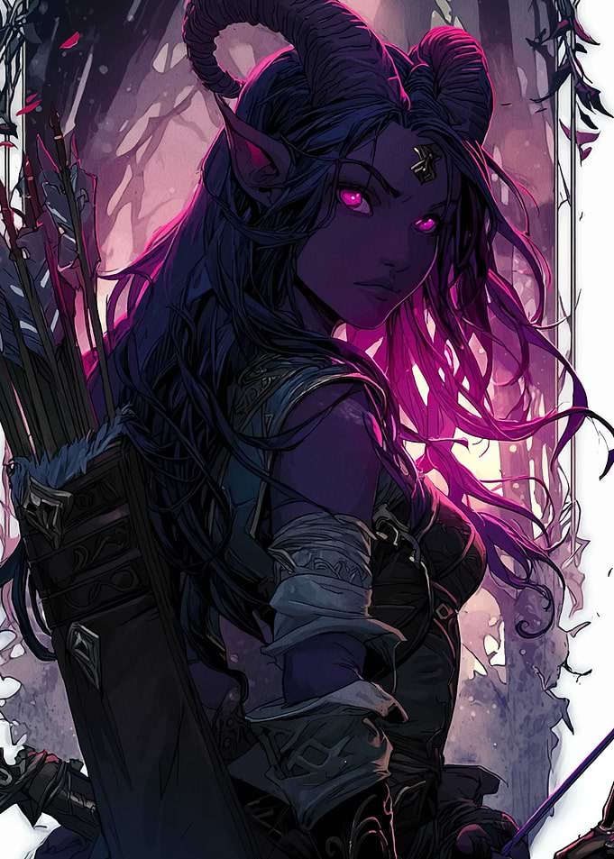 Tiefling Archer in Forest