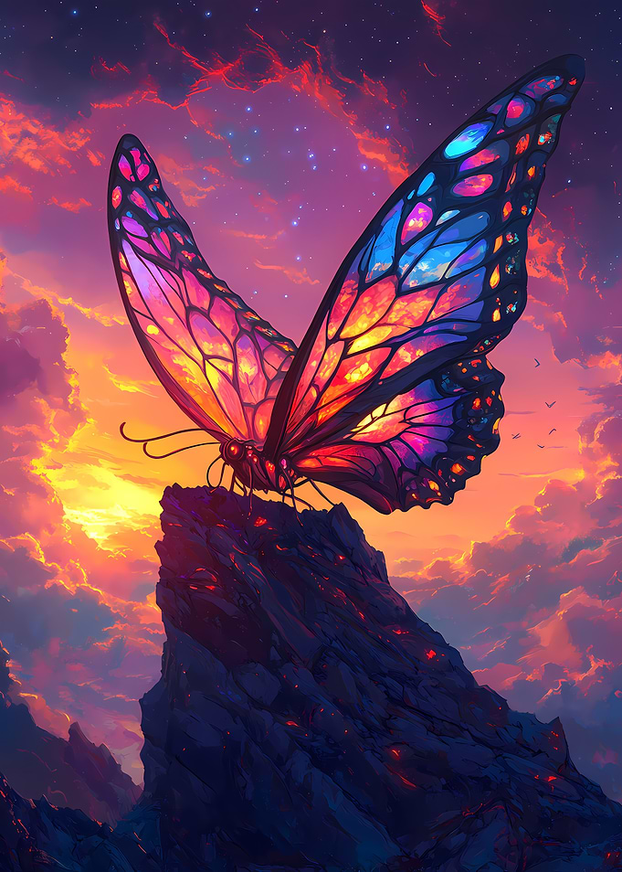 Colorful Butterfly on a Mountain Peak