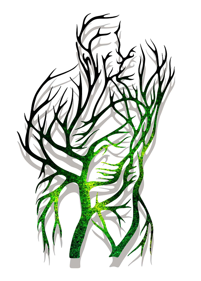 Tree Silhouette of Human Figure