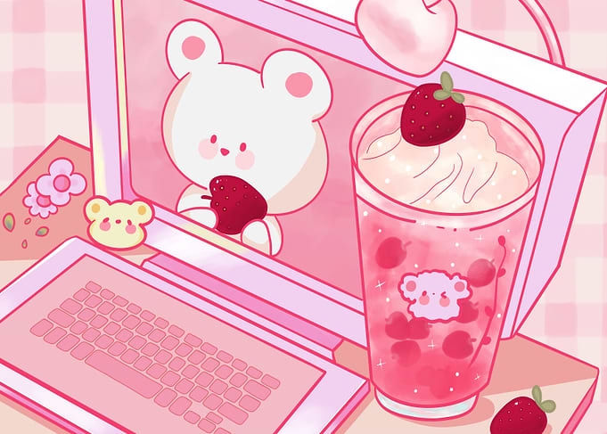 Pink Aesthetic Laptop illustration