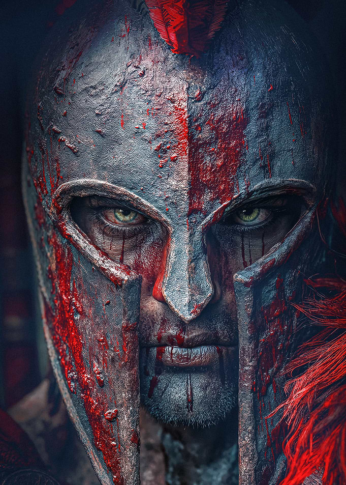 Bloody Spartan Warrior Portrait