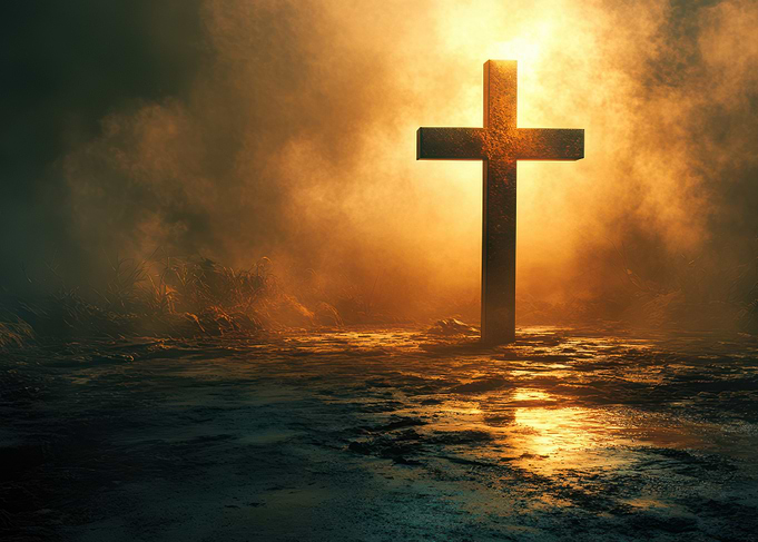 Cross in golden light