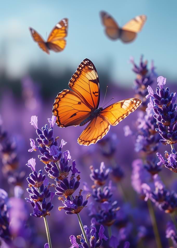 Butterflies on Lavender Field