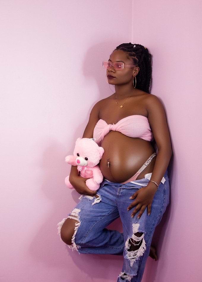 Maternity Portrait with Teddy Bear