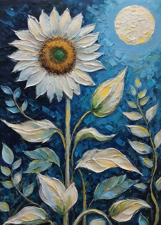 Sunflower and Moon Painting