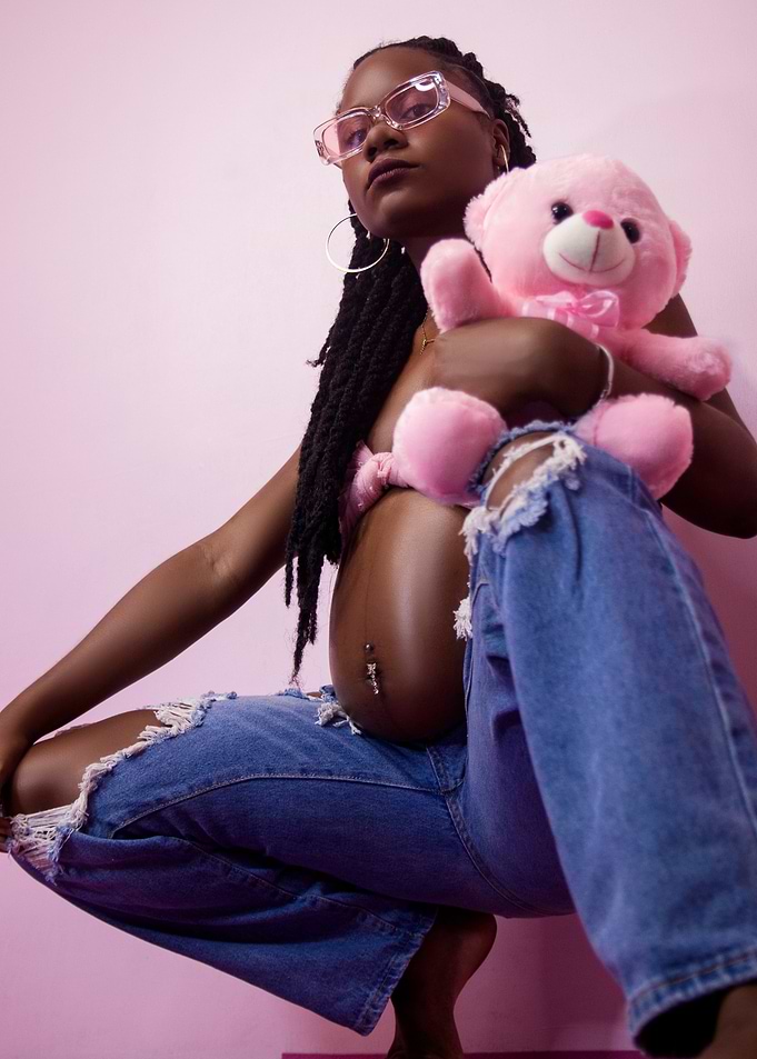 Pregnant Woman with Teddy Bear