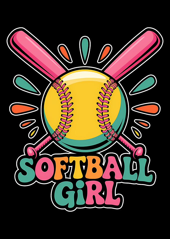 Softball Girl Graphic with Bats