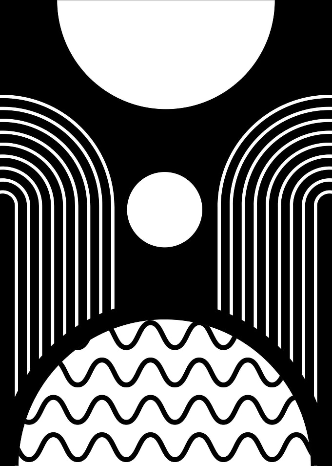 Abstract Black and White Geometric Design
