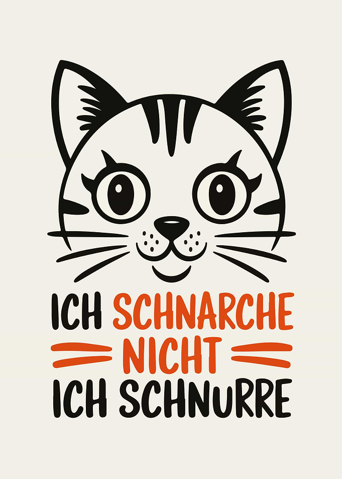 Ich Schnarche Nicht Cat Illustration