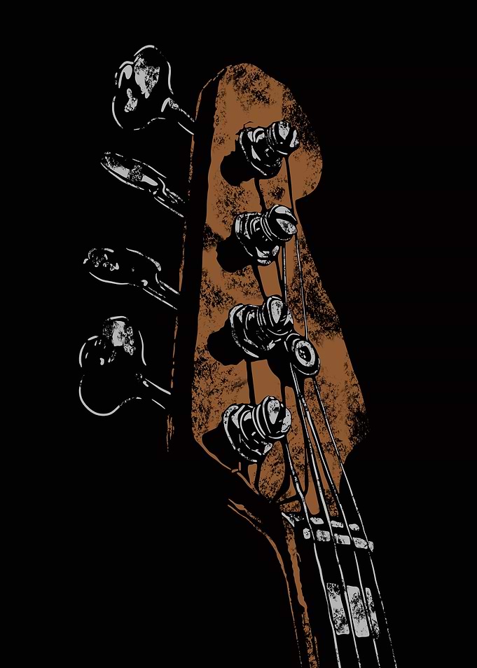Bass Guitar Headstock Illustration