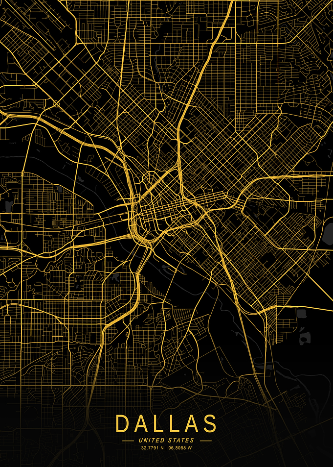 Golden Dallas City Map